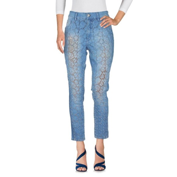 NWT Marani Jeans Women's Blue Eyelet Front Cotton Stretchy Skinny Jeans Sz 10/46